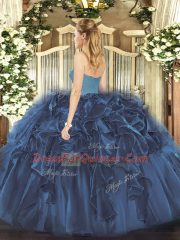 Edgy Brown Ball Gowns Ruffles 15 Quinceanera Dress Zipper Organza Sleeveless Floor Length