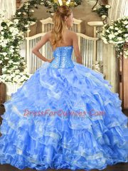Fitting Lilac 15th Birthday Dress Military Ball and Sweet 16 with Beading and Ruffled Layers Sweetheart Sleeveless Lace Up