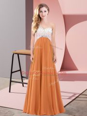 Orange Red Dress for Prom Prom and Party with Beading One Shoulder Sleeveless Criss Cross