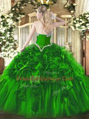 Ball Gowns Quinceanera Dress Fuchsia Sweetheart Organza Sleeveless Floor Length Lace Up