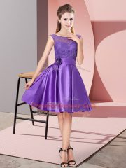 Romantic Purple Dress for Prom Prom with Lace and Hand Made Flower Bateau Sleeveless Zipper