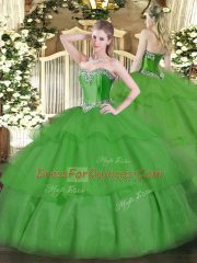 Lovely Floor Length Green Quinceanera Gown Sweetheart Sleeveless Lace Up