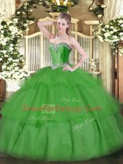 Lovely Floor Length Green Quinceanera Gown Sweetheart Sleeveless Lace Up