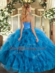 Artistic Fuchsia Sleeveless Organza Lace Up Quinceanera Gowns for Military Ball and Sweet 16 and Quinceanera