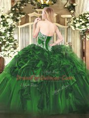 Best Organza Sleeveless Floor Length Quince Ball Gowns and Beading and Ruffles