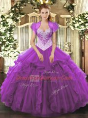 Cute Sleeveless Lace Up Floor Length Beading Sweet 16 Dresses
