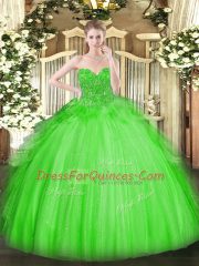 Lace Quinceanera Gown Lace Up Sleeveless Floor Length