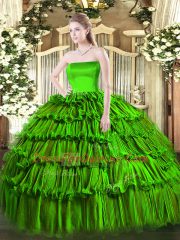 Dazzling Sleeveless Ruffled Layers Floor Length 15th Birthday Dress