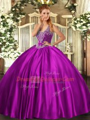 Sleeveless Beading Lace Up 15th Birthday Dress