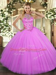 Floor Length Ball Gowns Sleeveless Lilac Sweet 16 Dress Lace Up