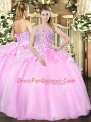 Sweetheart Sleeveless Organza Sweet 16 Dresses Beading Lace Up