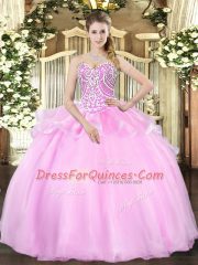Sweetheart Sleeveless Organza Sweet 16 Dresses Beading Lace Up