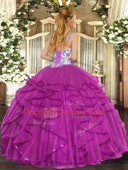 Popular Beading and Ruffles Quinceanera Gown Teal Lace Up Sleeveless Floor Length