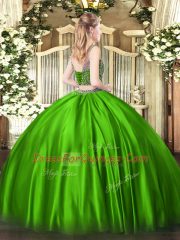Sleeveless Floor Length Beading Lace Up Quince Ball Gowns with