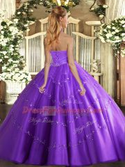 Floor Length Hot Pink Sweet 16 Dress Tulle Sleeveless Appliques