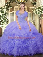 Eye-catching Floor Length Lavender Sweet 16 Dress Scoop Sleeveless Clasp Handle