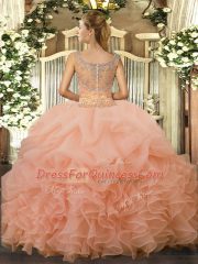 Eye-catching Floor Length Lavender Sweet 16 Dress Scoop Sleeveless Clasp Handle