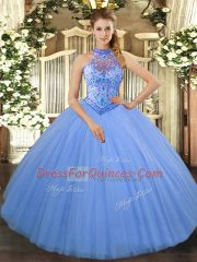 Fine Sleeveless Beading and Embroidery Lace Up Vestidos de Quinceanera