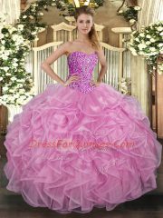 Dramatic Sleeveless Beading and Ruffles Lace Up Vestidos de Quinceanera