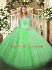 Sleeveless Beading Lace Up Quinceanera Dresses