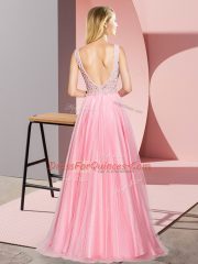 Fabulous V-neck Sleeveless Tulle Prom Dresses Lace Zipper