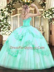 Beauteous Yellow Green Sleeveless Tulle Lace Up Vestidos de Quinceanera for Sweet 16 and Quinceanera