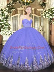 Lavender Quinceanera Dresses Military Ball and Sweet 16 and Quinceanera with Beading and Lace and Appliques Sweetheart Sleeveless Zipper