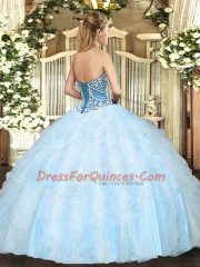 Shining Floor Length Rose Pink Vestidos de Quinceanera Sweetheart Sleeveless Lace Up