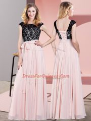 Sleeveless Lace Up Floor Length Lace and Belt
