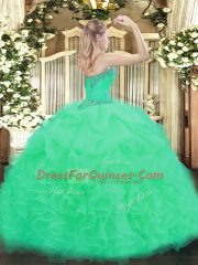 Ball Gowns Sweetheart Sleeveless Organza Floor Length Lace Up Beading and Ruffles and Pick Ups Quinceanera Gowns