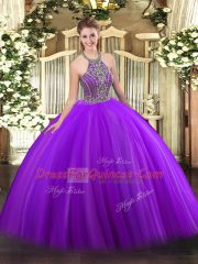 Customized Sleeveless Beading Lace Up Quinceanera Gowns