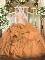 Sleeveless Lace Up Floor Length Beading and Ruffles Quinceanera Gown