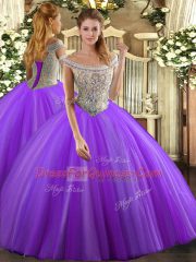 Lavender Quinceanera Dresses Sweet 16 and Quinceanera with Beading Off The Shoulder Sleeveless Lace Up