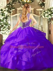 Affordable Beading and Ruffles Sweet 16 Dress Turquoise Lace Up Sleeveless Floor Length