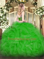 Top Selling Floor Length Two Pieces Sleeveless Quinceanera Dress Lace Up