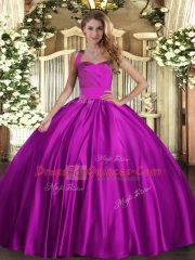 Customized Satin Sleeveless Floor Length Quinceanera Dress and Ruching