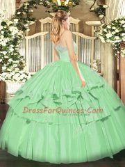 Apple Green Zipper Scoop Lace and Ruffled Layers Quinceanera Dresses Organza Sleeveless