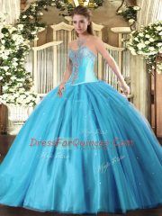 Nice Tulle Sleeveless Floor Length Sweet 16 Quinceanera Dress and Beading