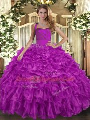 Decent Halter Top Sleeveless Organza Quinceanera Gowns Ruffles Lace Up