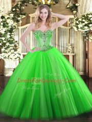 Decent Sweetheart Sleeveless Quinceanera Dresses Floor Length Beading Tulle