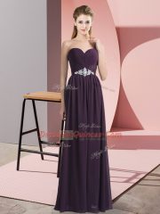 Floor Length Dark Purple Prom Evening Gown Sweetheart Sleeveless Lace Up