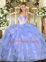 Sweetheart Sleeveless Lace Up Quinceanera Dresses Lavender Organza
