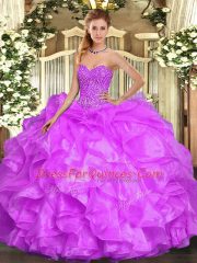 Organza Sleeveless Floor Length Sweet 16 Quinceanera Dress and Beading and Ruffles