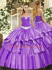 Stylish Floor Length Lavender Quinceanera Dress Sweetheart Sleeveless Lace Up