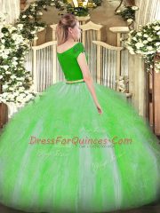 Charming Off The Shoulder Short Sleeves Zipper 15th Birthday Dress Lilac Tulle