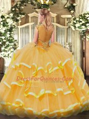 Sexy Apple Green Vestidos de Quinceanera Sweet 16 and Quinceanera with Beading and Ruffled Layers Scoop Sleeveless Lace Up