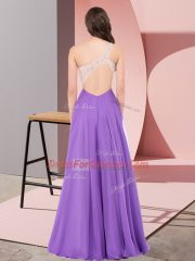 Pretty One Shoulder Sleeveless Chiffon Prom Dress Beading Criss Cross