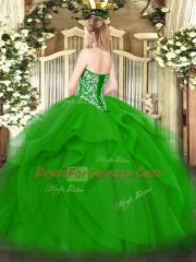 Fantastic Purple Sweetheart Lace Up Beading and Ruffles Quince Ball Gowns Sleeveless