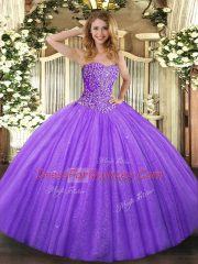 Lavender Sweetheart Neckline Beading 15 Quinceanera Dress Sleeveless Lace Up
