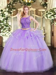 Sleeveless Lace Up Floor Length Beading Sweet 16 Dresses